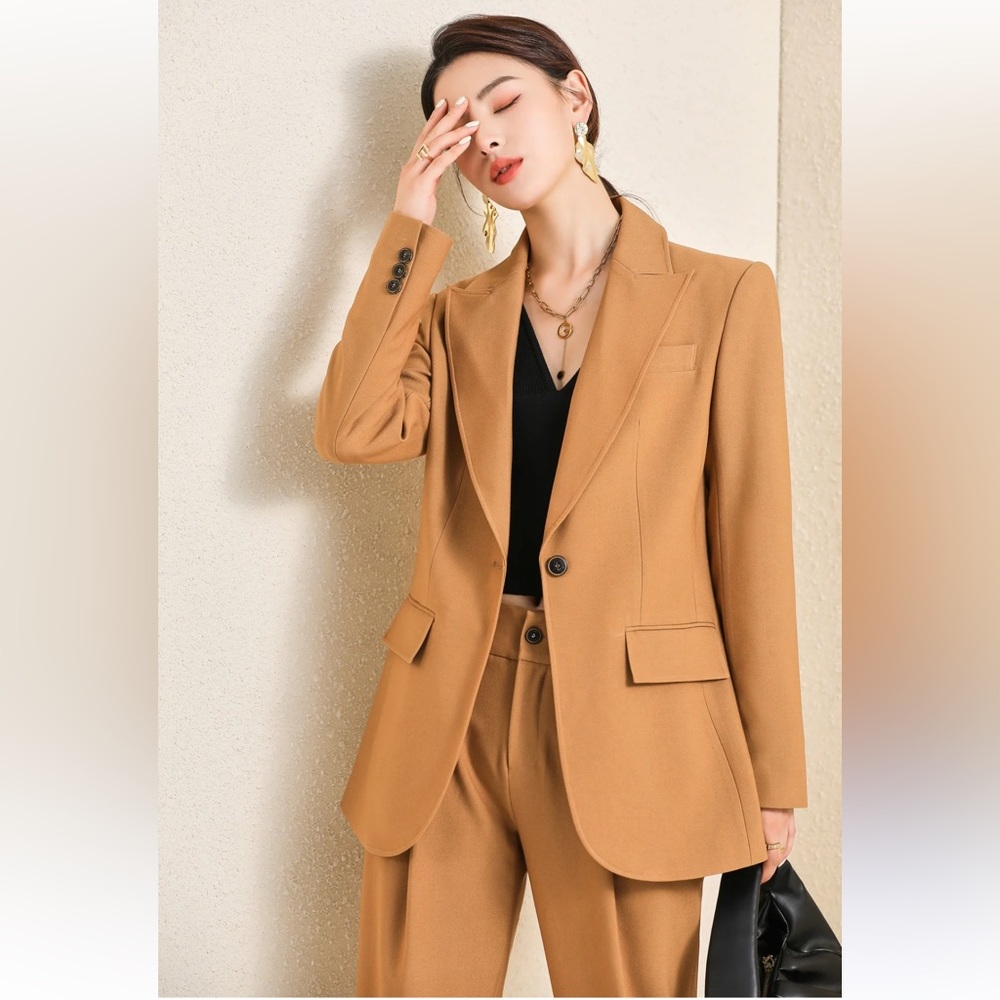 In The Style 2-Piece Suit Blazer & High Waist Pants Camel Color Size 6 XS - Picture 1 of 14